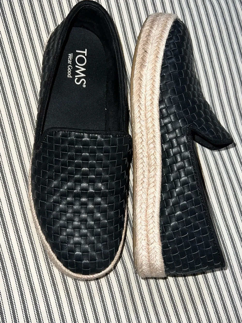 TOMS women’s Black Woven Slip-On Espadrille